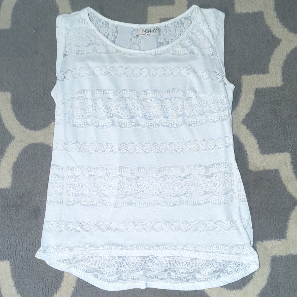 Romy Women's Lace Tank Top - Soft Blue